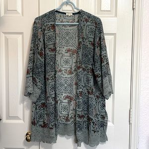 Stitch Fix MASON & BELLE Laria Crochet Trim Open Front Kimono Cardigan Cover Up